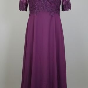 Elegant Purple Lace Evening Dress
